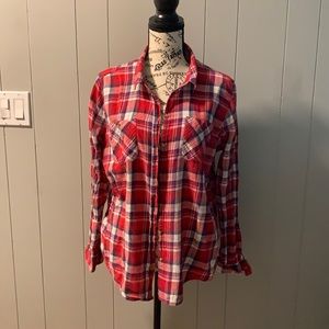 Plaid cotton button up shirt